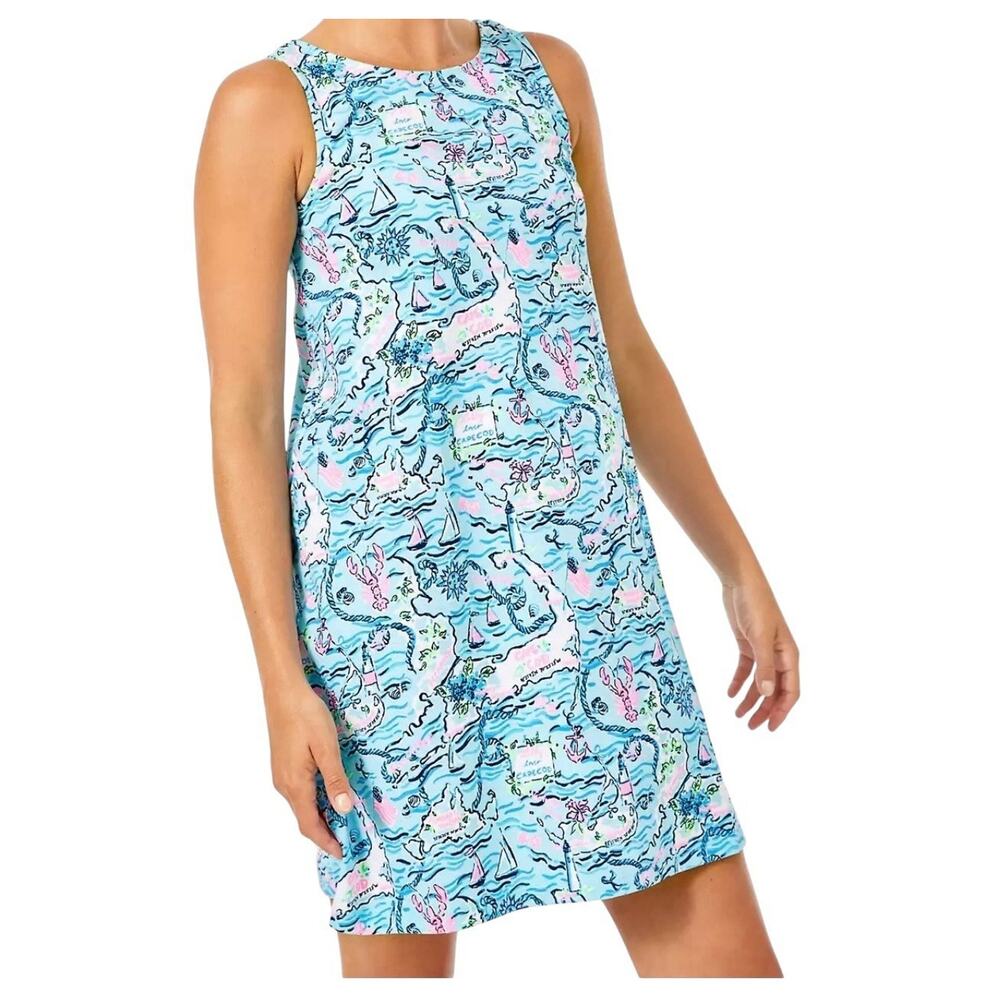 Lilly Pulitzer Sz XL Kristen Sleeveless Dress Lilly Loves Cape Code 100% Cotton